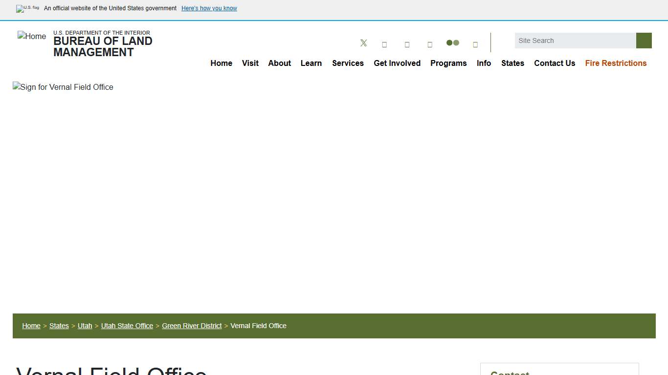 Utah - Vernal Field Office BUREAU OF LAND MANAGEMENT